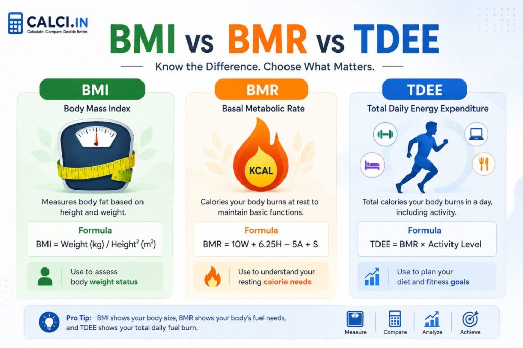 BMI vs BMR vs TDEE: What’s the Difference (and Why It Matters)
